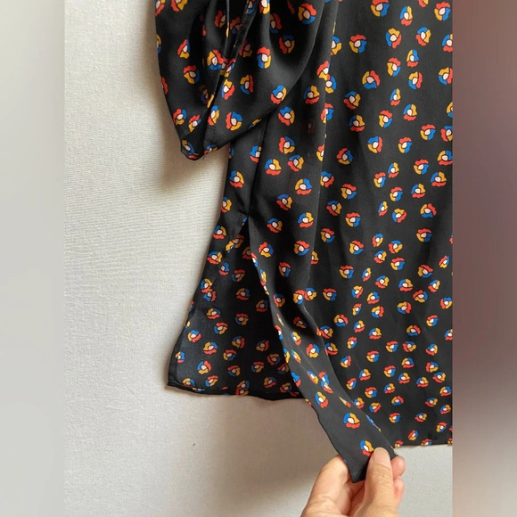 Anthropologie Meadow Rue Tunic Black Floral Fall Blouse Sz L - Picture 5 of 10